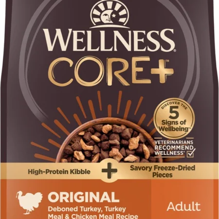 Wellness CORE+ Grain-Free Original Recipe with Freeze-Dried Turkey Dry Dog Food, 20-lb bag (2Packs)