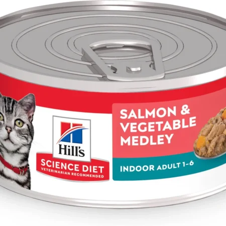 Hill's Science Diet Adult Indoor Salmon & Vegetable Medley Minced Canned Wet Cat Food, 5.5-oz can, 24 count (2 Packs)