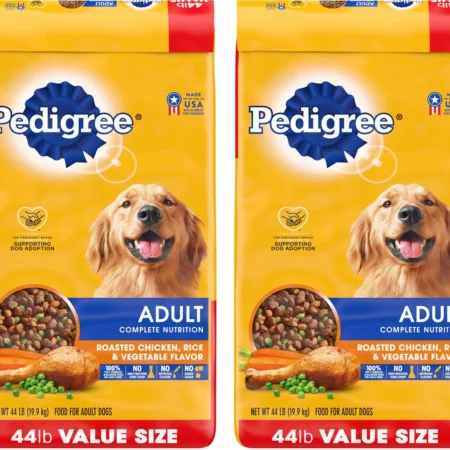 Pedigree Complete Nutrition Roasted Chicken & Vegetable Flavor Dog Kibble Adult Dry Dog Food, 44-lb bag, bundle of 4