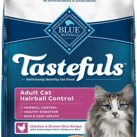 Blue Buffalo Tastefuls Chicken & Brown Rice Recipe Hairball Control Adult Dry Cat Food, 15-lb bag (2Packs)